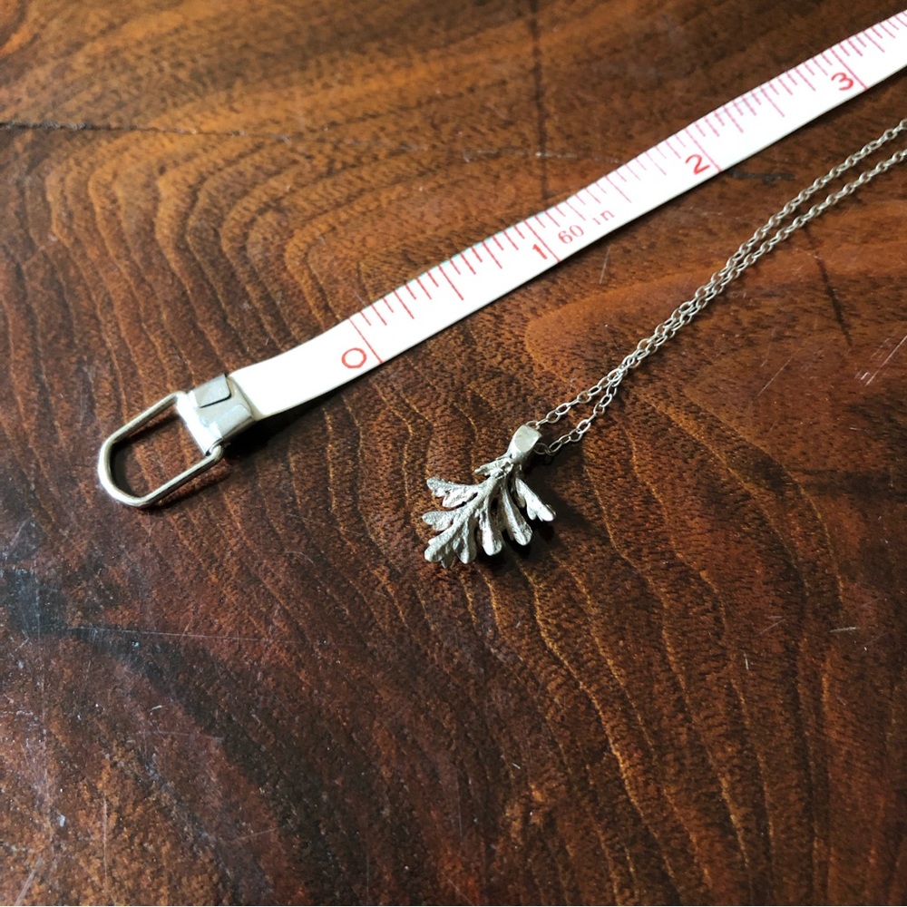 HANDMADE Casted Silver Leaf with a Silver Chain - Picture 2 of 6